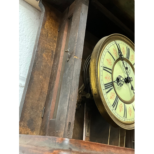 275 - VICTORIAN MAHOGANY FRAMED VIENNA WALL CLOCK A/F AND WORMED L46