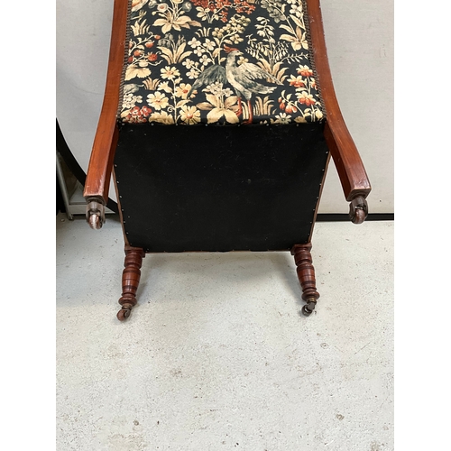 278 - EDWARDIAN UPHOLSTERED NURSING CHAIR ON ORIGINAL CASTORS H40