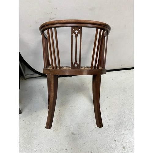 281 - EDWARDIAN MAHOGANY BEDROOM CHAIR WITH UPHOLSTERED SEAT