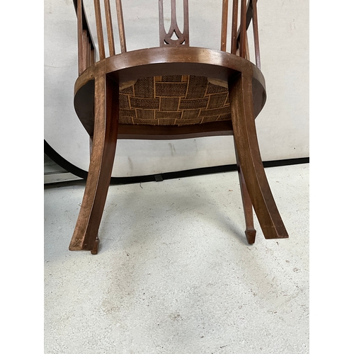 281 - EDWARDIAN MAHOGANY BEDROOM CHAIR WITH UPHOLSTERED SEAT