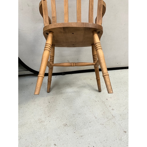 282 - REPRODUCTION BEECH KITCHEN FARMHOUSE ARMCHAIR