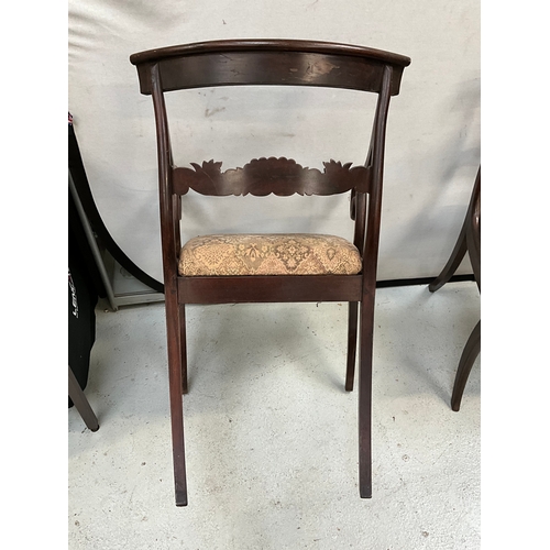 286 - 6 VICTORIAN MAHOGANY DINING CHAIRS WITH UPHOLSTERED SEAT PADS TO INCLUDE SINGLE CARVER A/F