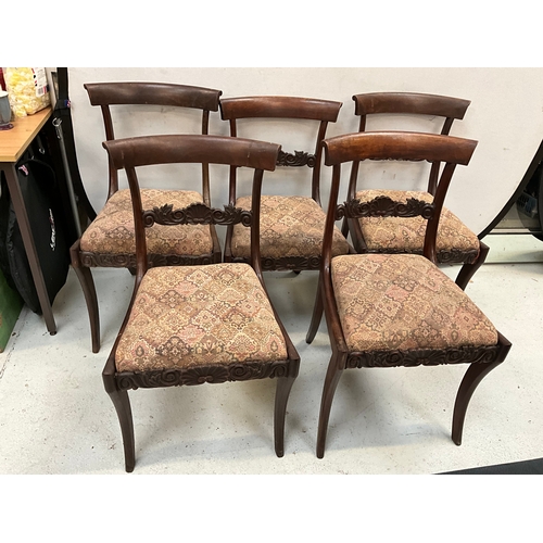 286 - 6 VICTORIAN MAHOGANY DINING CHAIRS WITH UPHOLSTERED SEAT PADS TO INCLUDE SINGLE CARVER A/F