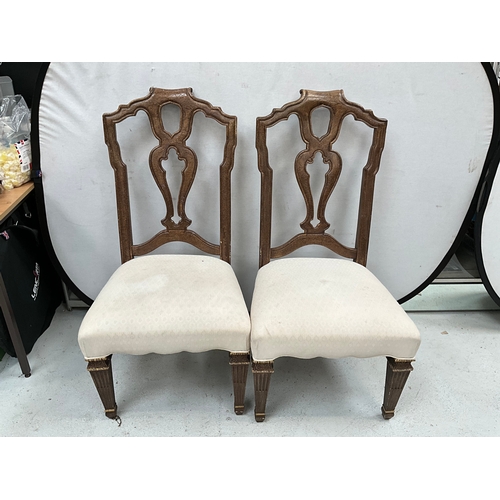 287 - SET OF 6 UPHOLSTERED SEAT DINING CHAIRS RETAILED BY HARRODS OF LONDON H45