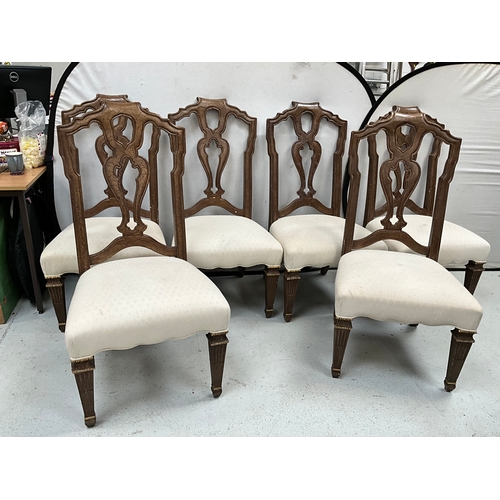 287 - SET OF 6 UPHOLSTERED SEAT DINING CHAIRS RETAILED BY HARRODS OF LONDON H45