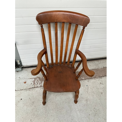 289 - VICTORIAN FARMHOUSE KITCHEN ARMCHAIR A/F LOOSE ARM  - WORMED