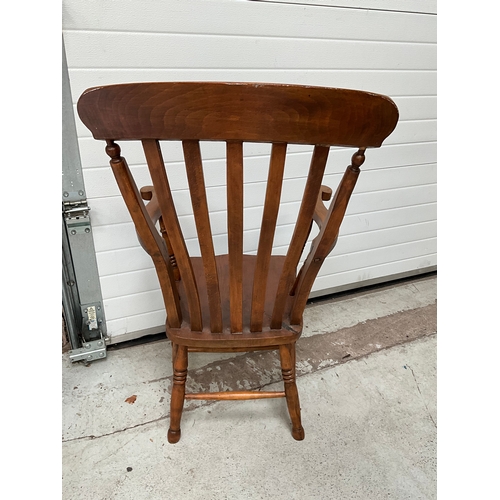 289 - VICTORIAN FARMHOUSE KITCHEN ARMCHAIR A/F LOOSE ARM  - WORMED