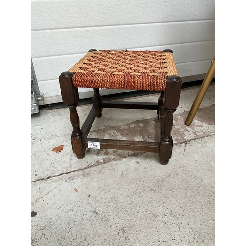 290 - VINTAGE WICKER COMMODE CHAIR AND SMALL FOOTSTOOL