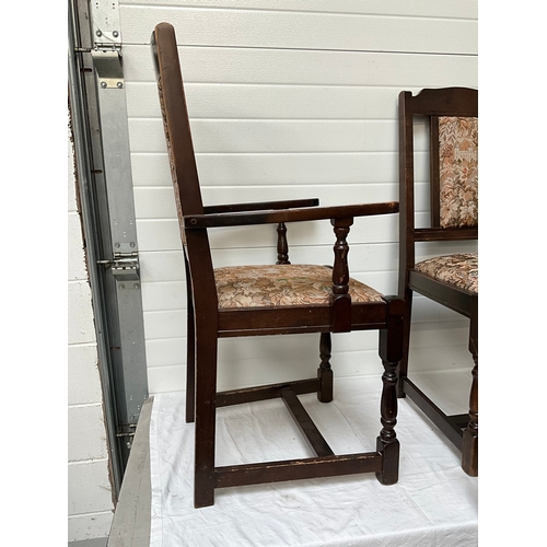 291 - SET OF 6 OAK DINING CHAIRS TO INCLUDE 2 CARVERS A/F