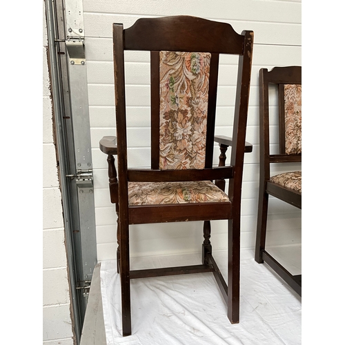 291 - SET OF 6 OAK DINING CHAIRS TO INCLUDE 2 CARVERS A/F