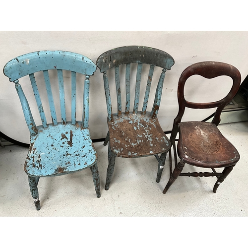 292 - PAIR OF PAINTED VICTORIAN KITCHEN CHAIRS AND BEDROOM CHAIR