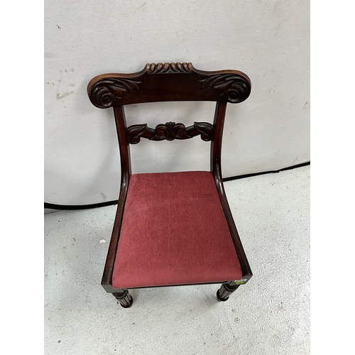 295 - VICTORIAN MAHOGANY DINING CHAIR WITH UPHOLSTERED PAD SEAT