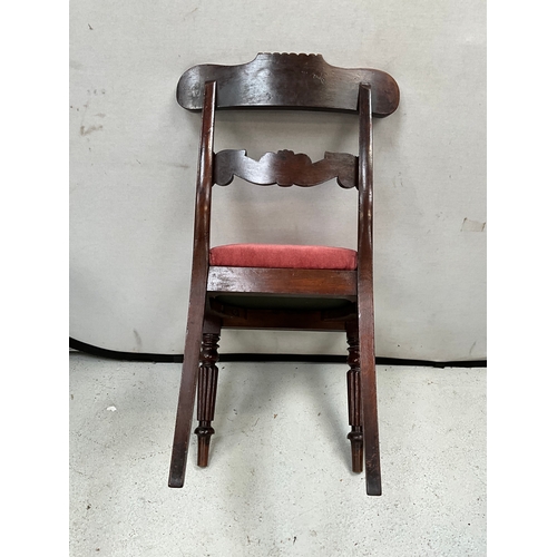 295 - VICTORIAN MAHOGANY DINING CHAIR WITH UPHOLSTERED PAD SEAT