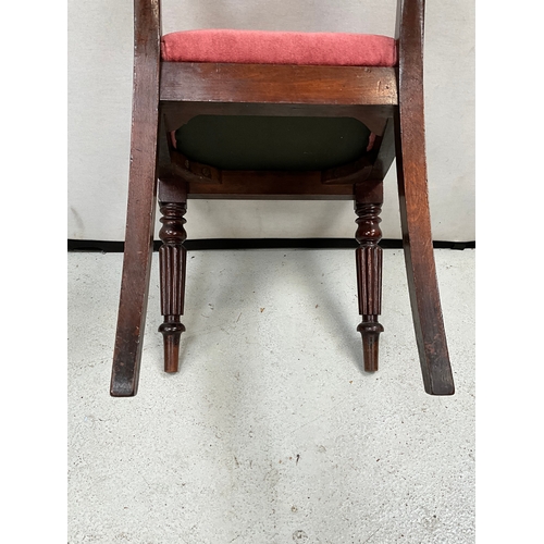 295 - VICTORIAN MAHOGANY DINING CHAIR WITH UPHOLSTERED PAD SEAT