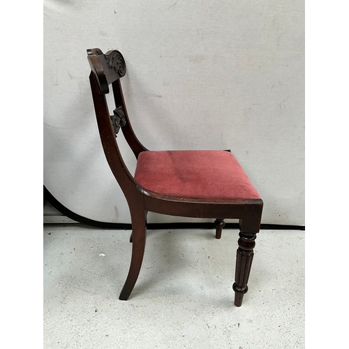 295 - VICTORIAN MAHOGANY DINING CHAIR WITH UPHOLSTERED PAD SEAT