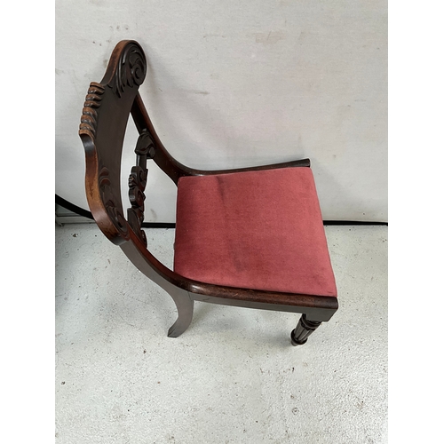 295 - VICTORIAN MAHOGANY DINING CHAIR WITH UPHOLSTERED PAD SEAT