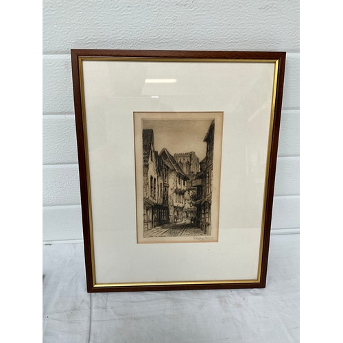 299 - BOX OF FRAMED ETCHINGS AND VICTORIAN PHOTOGRAPH FRAME - LARGEST PICTURE 17