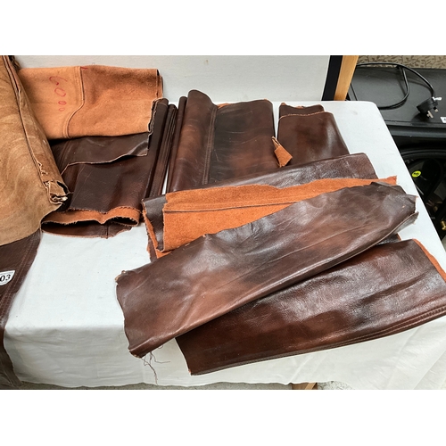 303 - QTY OF LEATHER PIECES - TAKEN FROM SOFAS - SOME A/F