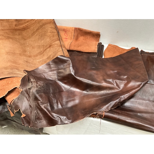 303 - QTY OF LEATHER PIECES - TAKEN FROM SOFAS - SOME A/F