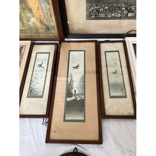 304 - BOX OF SMALL FRAMED PRINTS TO INCLUDE WATERCOLOURS ETC - LARGEST 17.5