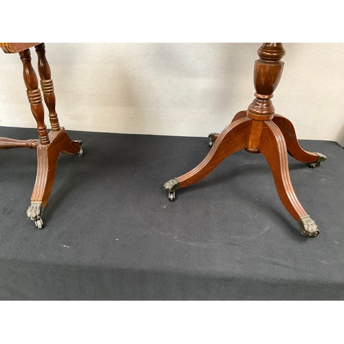 314 - 2 OCCASIONAL TABLES WITH LEATHER INSET TOPS - A/F 
SQUARE H21