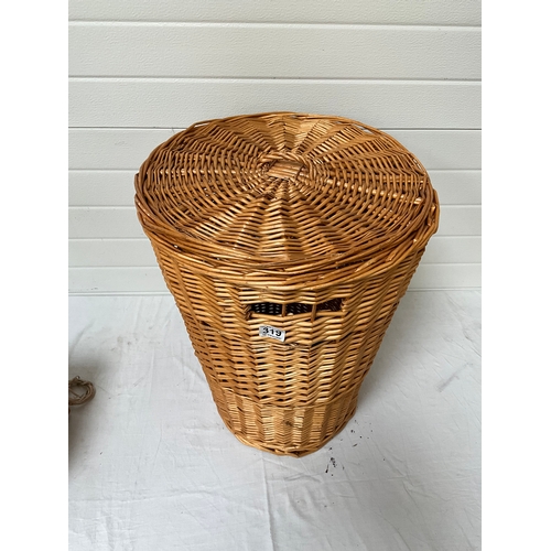 319 - WICKER LAUNDRY BASKET H22