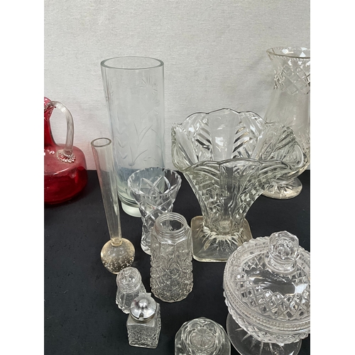 325 - 2 BOXES OF GLASSWARE AND 1 BOX OF COLOURED GLASSWARE 
WHITE VASE 12