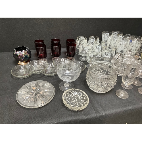 325 - 2 BOXES OF GLASSWARE AND 1 BOX OF COLOURED GLASSWARE 
WHITE VASE 12