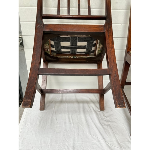 347 - PAIR OF GEORGIAN MAHOGANY DINING CHIARS WITH UPHOLSTERED SEATS - 1 CHAIR IS SLIGHTLY SHORTER