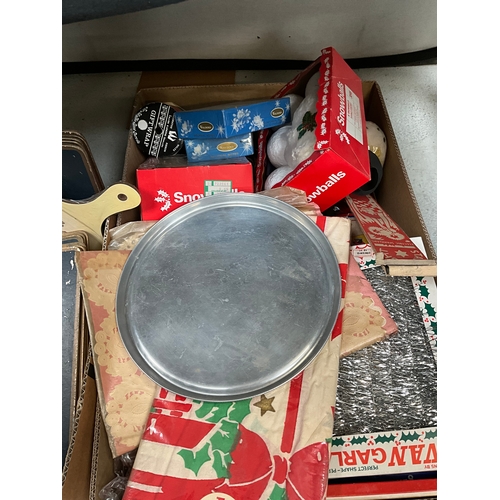 350 - 4 BOXES OF ODDS TO INCLUDE PYREX, CHRISTMAS DECORATIONS, WEDGEWOOD ETC