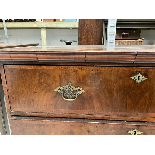 361 - 19TH CENTURY MAHOGANY 2 DRAWER VENEERED CHEST ON CABRIOLE FEET H30