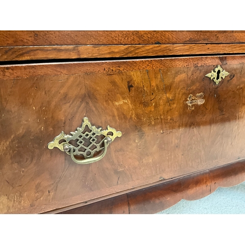 361 - 19TH CENTURY MAHOGANY 2 DRAWER VENEERED CHEST ON CABRIOLE FEET H30