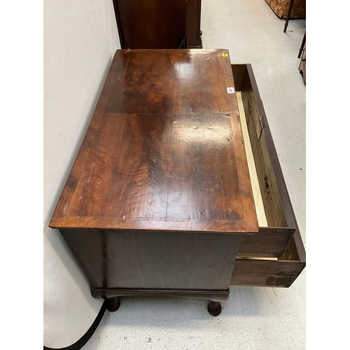 361 - 19TH CENTURY MAHOGANY 2 DRAWER VENEERED CHEST ON CABRIOLE FEET H30