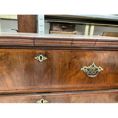 361 - 19TH CENTURY MAHOGANY 2 DRAWER VENEERED CHEST ON CABRIOLE FEET H30