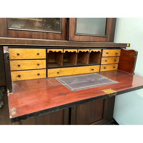 362 - VICTORIAN MAHOGANY SECRETAIRE BOOKCASE H82