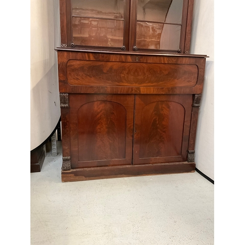 364 - VICTORIAN MAHOGANY SECRETAIRE BOOKCASE H88