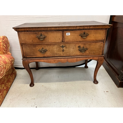 367 - EARLY WALNUT VENEERED CHEST ON CABRIOLE LEGS (POSSIBLY WILLIAM & MARY) H30