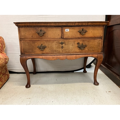 367 - EARLY WALNUT VENEERED CHEST ON CABRIOLE LEGS (POSSIBLY WILLIAM & MARY) H30