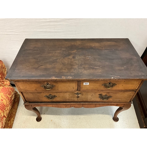 367 - EARLY WALNUT VENEERED CHEST ON CABRIOLE LEGS (POSSIBLY WILLIAM & MARY) H30