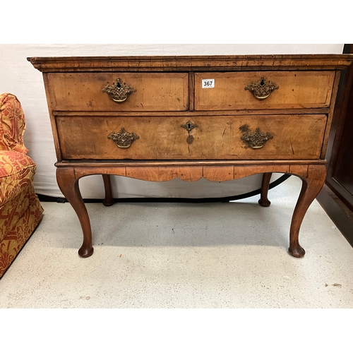 367 - EARLY WALNUT VENEERED CHEST ON CABRIOLE LEGS (POSSIBLY WILLIAM & MARY) H30