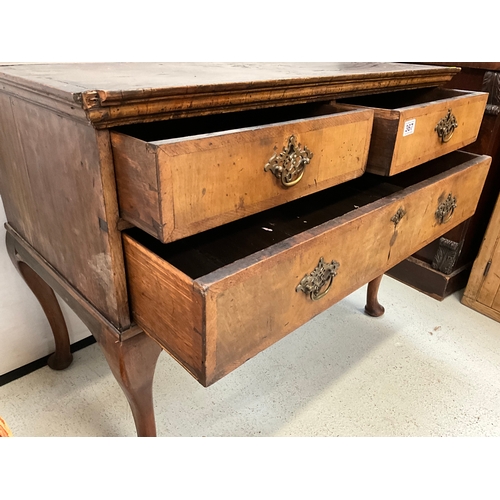 367 - EARLY WALNUT VENEERED CHEST ON CABRIOLE LEGS (POSSIBLY WILLIAM & MARY) H30