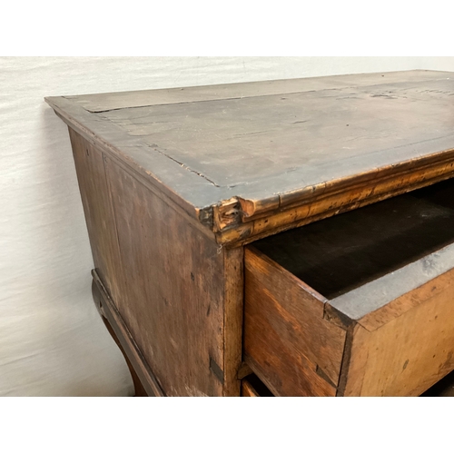 367 - EARLY WALNUT VENEERED CHEST ON CABRIOLE LEGS (POSSIBLY WILLIAM & MARY) H30