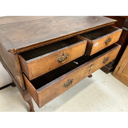 367 - EARLY WALNUT VENEERED CHEST ON CABRIOLE LEGS (POSSIBLY WILLIAM & MARY) H30