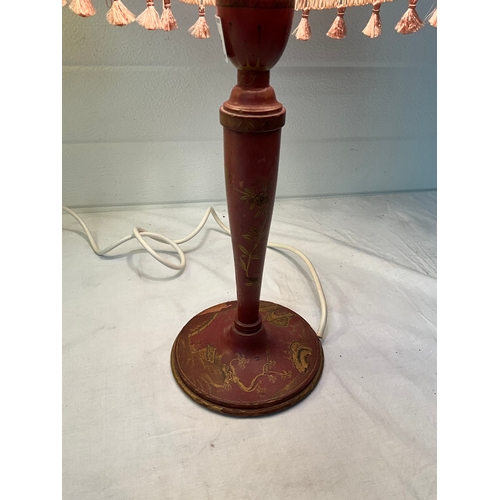 369 - 3 VINTAGE TABLE LAMPS, 2 ORIENTAL EXAMPLES AND CHINOISSERIE EXAMPLE