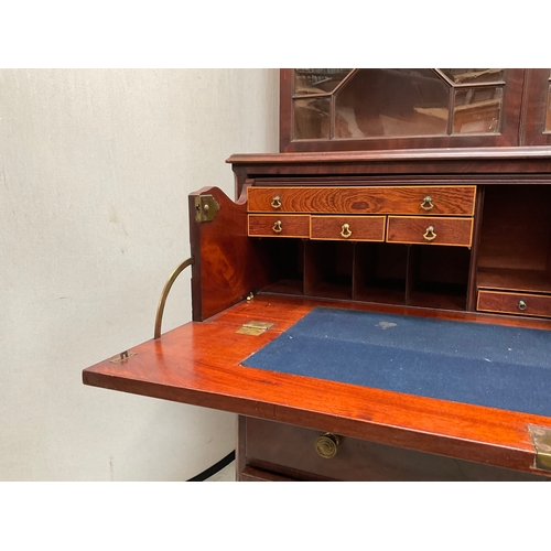 376 - REGENCY MAHOGANY SECRETAIRE BOOKCASE WITH ASTRIGAL GLAZED DOORS H88