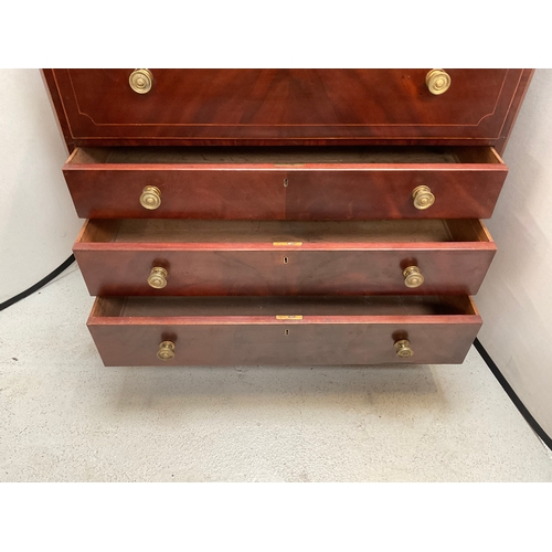 376 - REGENCY MAHOGANY SECRETAIRE BOOKCASE WITH ASTRIGAL GLAZED DOORS H88