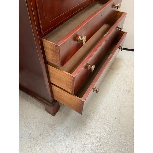 376 - REGENCY MAHOGANY SECRETAIRE BOOKCASE WITH ASTRIGAL GLAZED DOORS H88