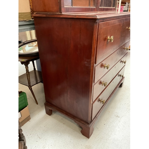 376 - REGENCY MAHOGANY SECRETAIRE BOOKCASE WITH ASTRIGAL GLAZED DOORS H88