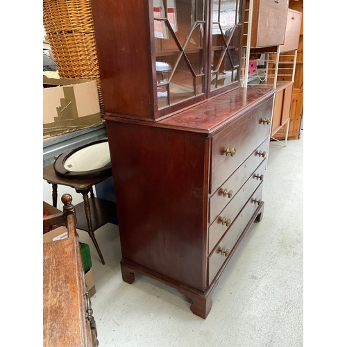 376 - REGENCY MAHOGANY SECRETAIRE BOOKCASE WITH ASTRIGAL GLAZED DOORS H88