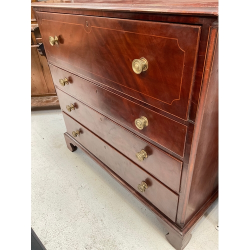 376 - REGENCY MAHOGANY SECRETAIRE BOOKCASE WITH ASTRIGAL GLAZED DOORS H88